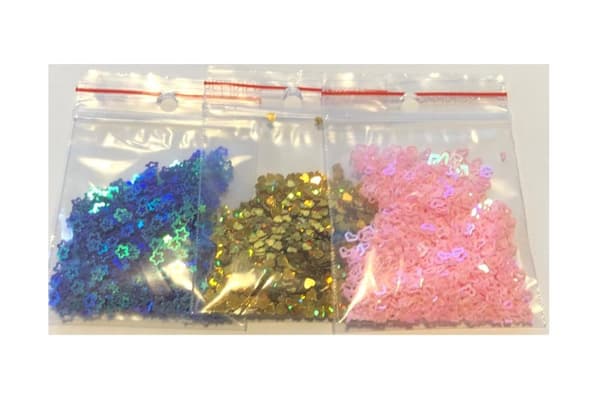 3 sorter bling paljetter 3-4 mm guld lila rosa