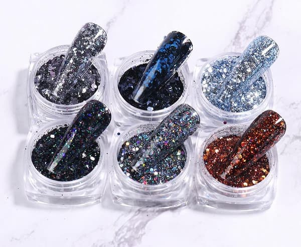 6 kpl kynsi glitter glitteriä, kynsikoristeita
