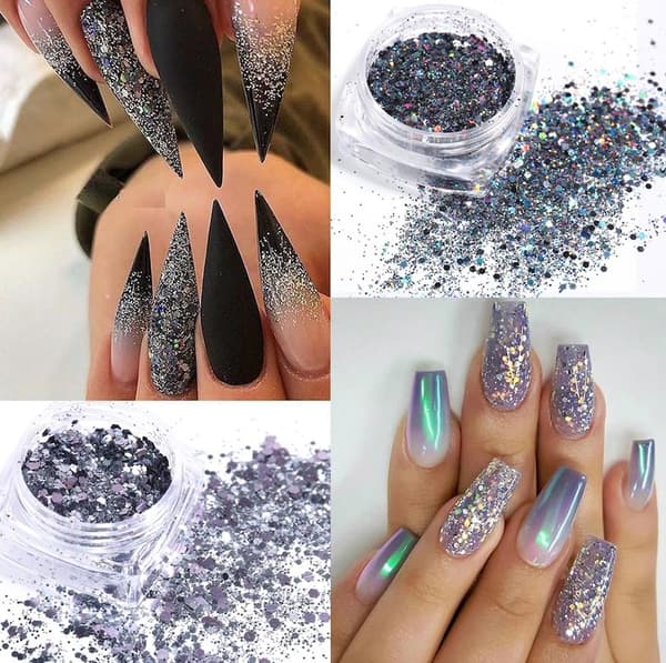 6 kpl kynsi glitter glitteriä, kynsikoristeita