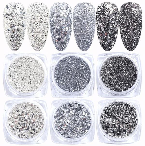 6 kpl kynsi glitter glitteriä, kynsikoristeita