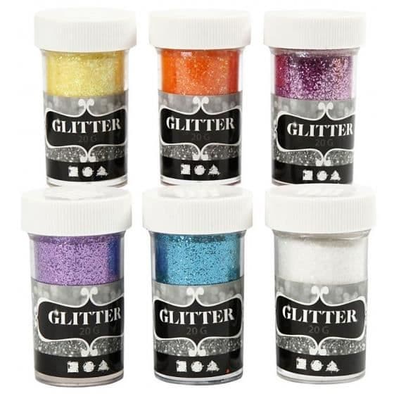 Glittertrådar - Creotime - Flera färger - 6 stycken - För barn - Plastik