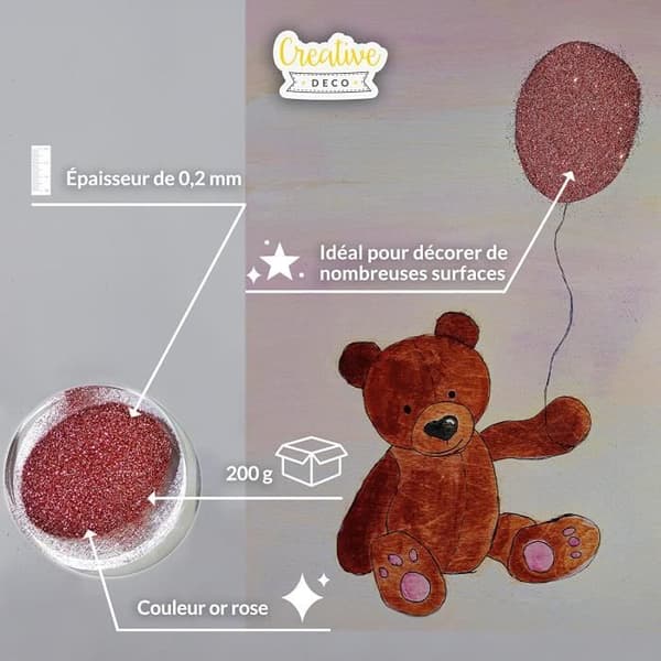 Nagelglitter - Dekorationspaljett - Glitterpuder - Roséguld - 200g