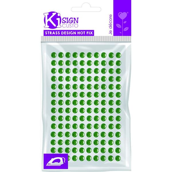 Strass thermocollant tyg Ø 3mm Grön 140 stycken