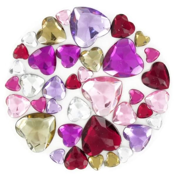 CTOP Mega Pack med 204 flerfärgade hjärtarhinestones