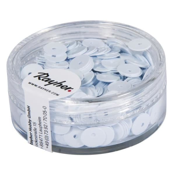 Pailletter - Släta - 6mm ø - Vit - Fodral 7g