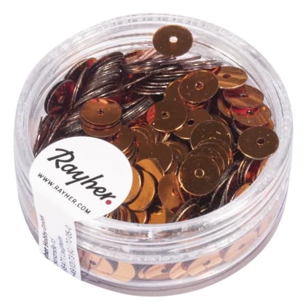 Paillettes - Släta - 6mm ø - Mörkbrun - Förpackning 7g