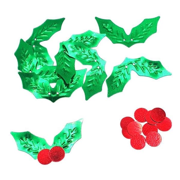 Holly Leaves Paljetter 1,5 x 3 cm 50 gr