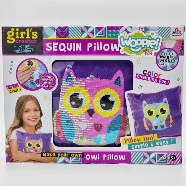 WOOPIE ART & FUN Kreativ Set Kudde för Att Dekorera Uggla
