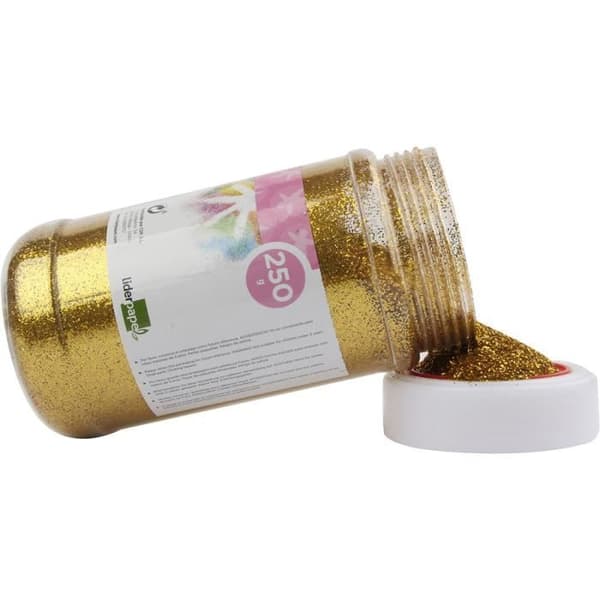 Glitterfantasi - LIDERPAPEL - Metallisk guld - Burk 250g - Idealisk för hantverksarbeten - Från 3 år