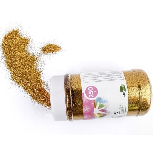 Glitterfantasi - LIDERPAPEL - Metallisk guld - Burk 250g - Idealisk för hantverksarbeten - Från 3 år