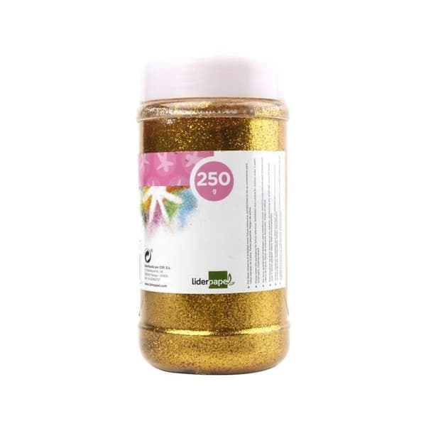 Glitterfantasi - LIDERPAPEL - Metallisk guld - Burk 250g - Idealisk för hantverksarbeten - Från 3 år