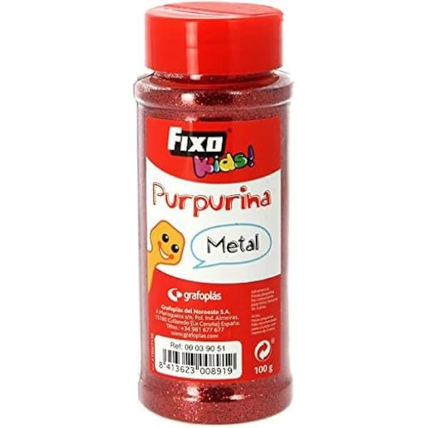 Fixo Kids - Pailletter - 100 g - Röd färg - Metalliska och fluorescerande - Salterdosör
