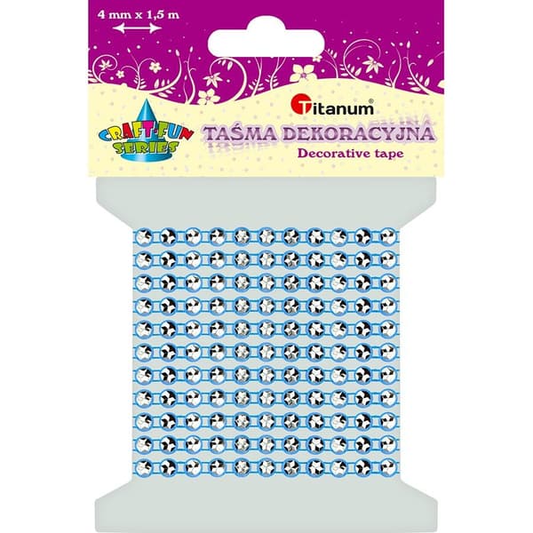 Dekorativt bånd med krystaller blå 4mm 1,5m Titanum