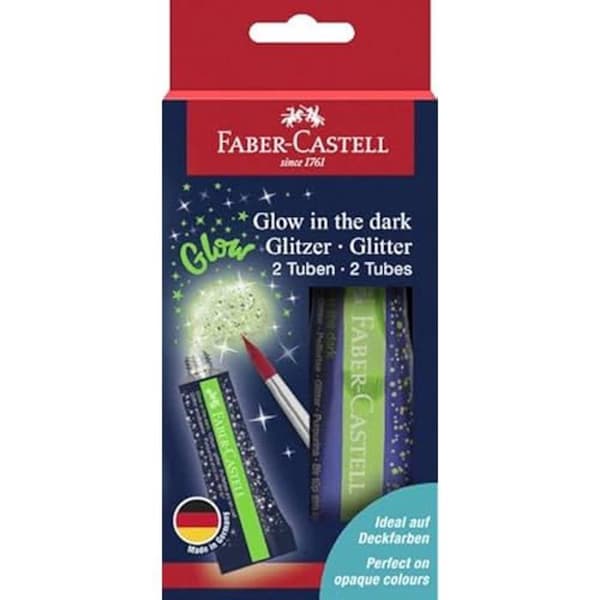 Fosforescerande färg - Faber-Castell - Glitter Glow - 12 ml - 2x BC - Glittrande effekt