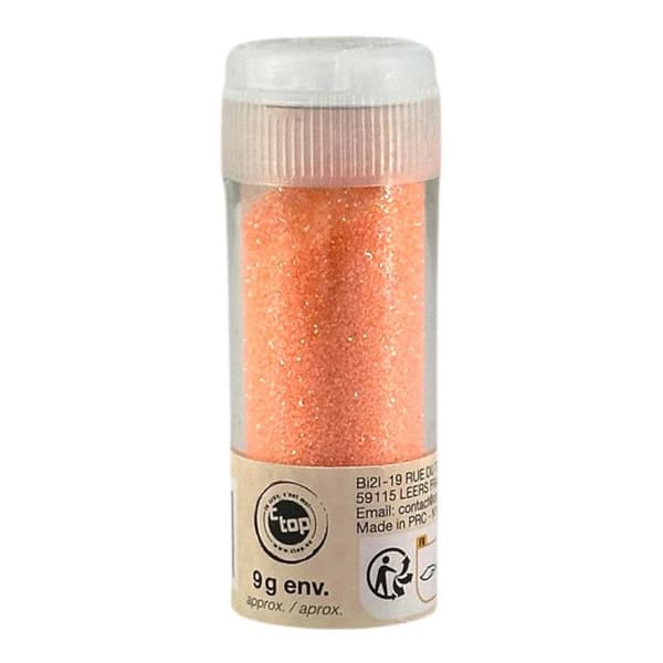 Paillettes - Orange - Rör med 9g - Biologiskt nedbrytbara - Kreativa hobbyer - Korttillverkning