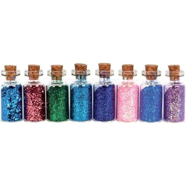 Glitterpulver flaska Klara färger 7 g 8 stycken - MÉGACRÉA - Vuxen - Blandat