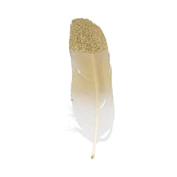 6 gyllene fjädrar med glitter