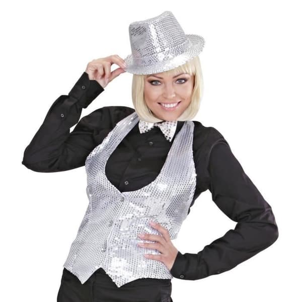 Glittrande väst - Dam - Silver - Storlek XL - Modell 9138A - Elegant och Glänsande