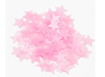 100-pack 3 cm Glow In The Dark Stars/Självlysande Stjärnor (rosa)
