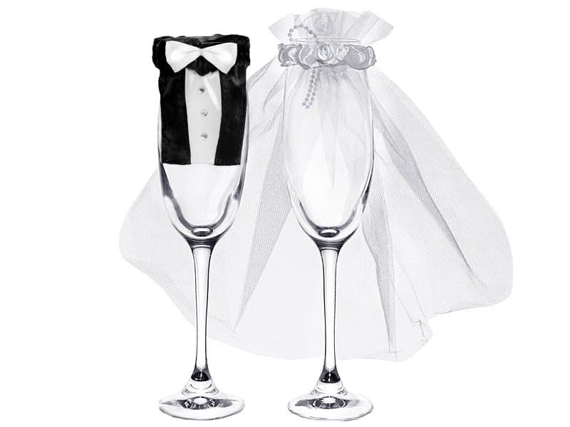 Bröllopsdekor till champagneglas