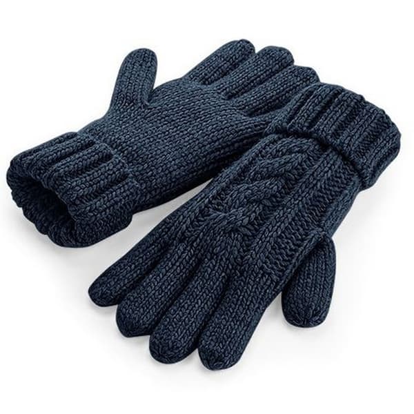 Beechfield Unisex kabelstickade handskar i melange Navy L/XL