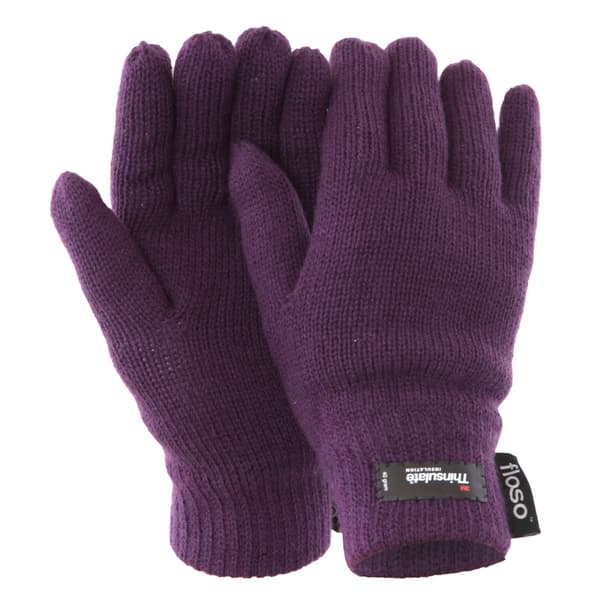 Floso Dam/kvinna Thinsulate termiska stickade handskar (3M 40g) Purple One Size