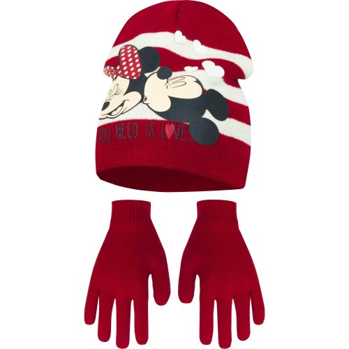Bild av Disney Minnie Mouse Barnflickor Allt du behöver är kärlek vinterhatt och handskar set