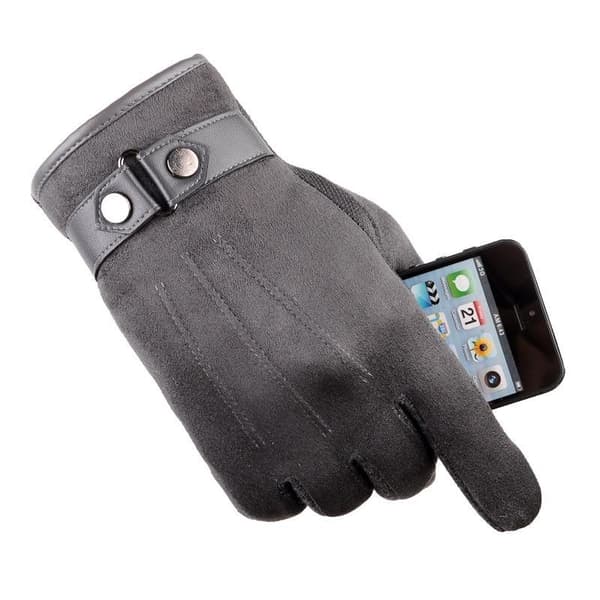 Touch gloves for men in suede and buckle works with iPhone