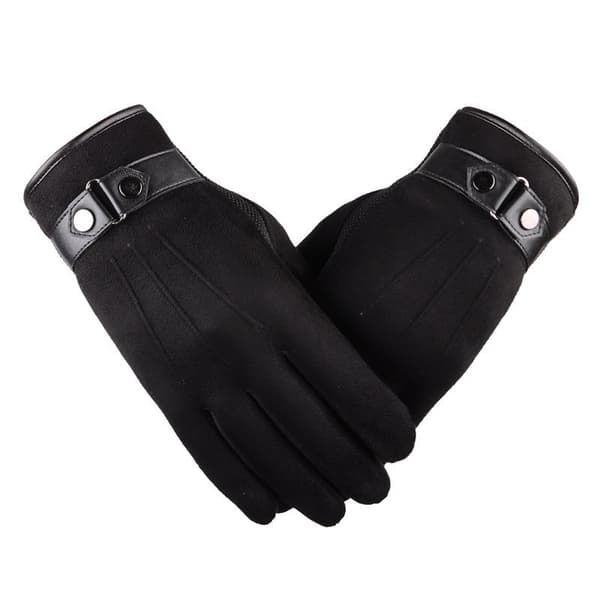 Touch gloves for men in suede and buckle works with iPhone