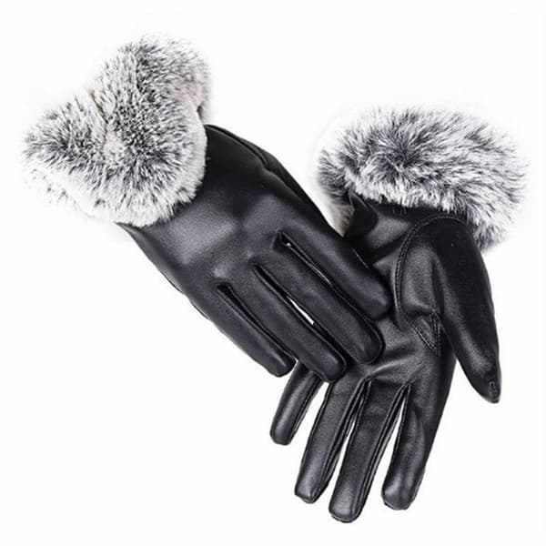 Winter PU Leather Full Finger Touch Screen Warm Gloves