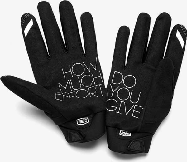 100% Hansker 100% BRISKER Youth Glove sort grå str. M (håndlengde 149-159 mm) (NYHET)