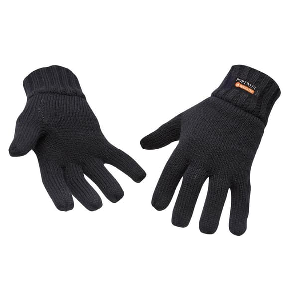 Portwest Knitted Winter Gloves Black One Size