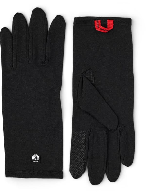 HESTRA MERINO WOOL LINER LONG 5-FINGER Black, liner handskar merinoull