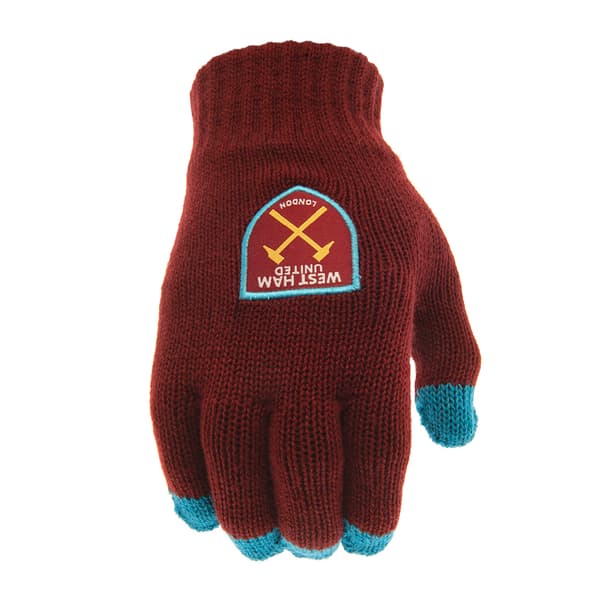 West Ham United FC Unisex Adult Touch Screen Winter Gloves Scarlet Red/Sky Blue One Size
