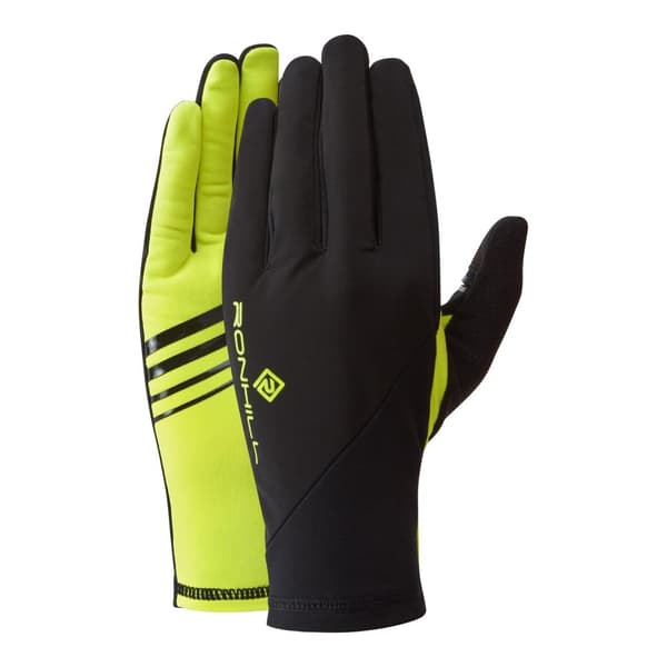 Ronhill Unisex Adult Wind Block Gloves Black/Fluorescent Yellow S