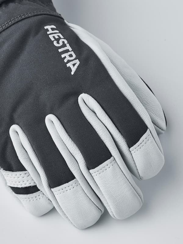 HESTRA ARMY LEATHER HELI SKI JR 5-FINGER Grey/Offwhite