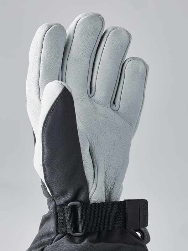 HESTRA ARMY LEATHER HELI SKI JR 5-FINGER Grey/Offwhite