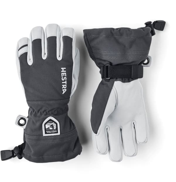 HESTRA ARMY LEATHER HELI SKI JR 5-FINGER Grey/Offwhite