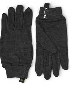 HESTRA MERINO WOOL LINER ACTIVE 5-FINGER Dark Grey, liner handskar merinoull