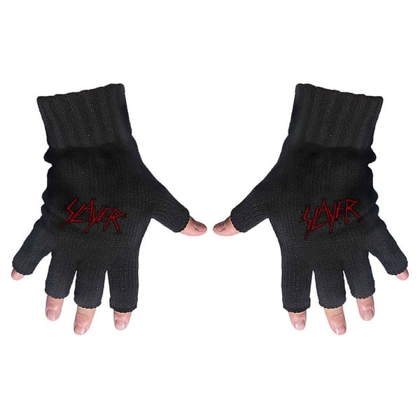 Slayer Unisex Fingerless Gloves: Scratched Logo