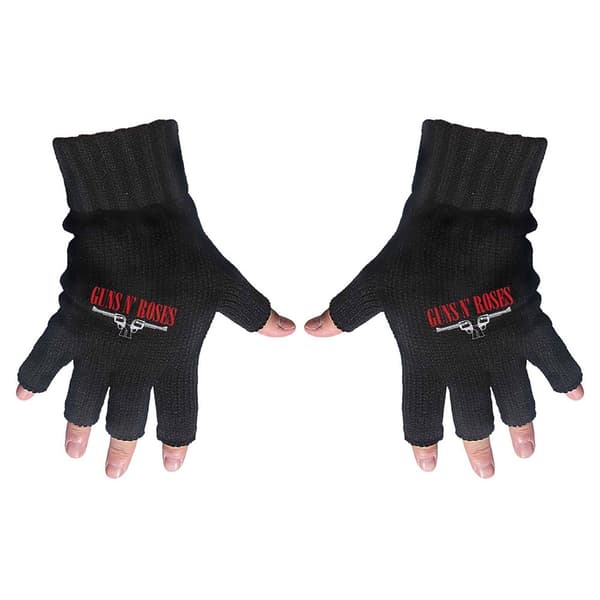 Guns N' Roses Unisex Fingerless Gloves: Logo & Pistols