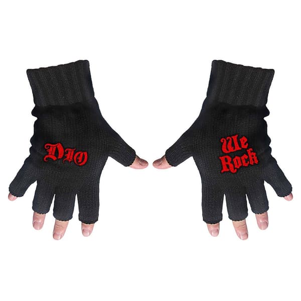 Dio Unisex Fingerless Gloves: Logo & We Rock