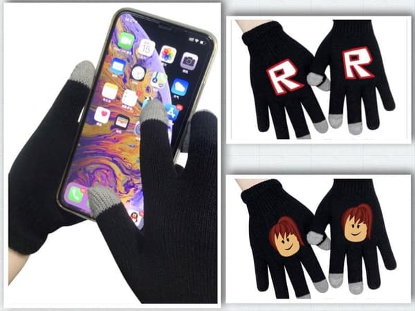 Roblox Svarta Stickade Handskar Med Touch Funktion Touchhandske