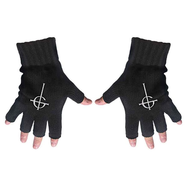 Ghost Gloves Band Logo Cross dance macabre Official Fingerless Black One Size
