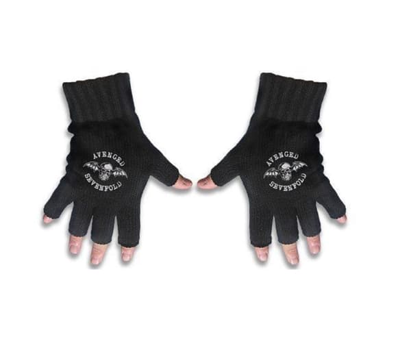 Avenged Sevenfold Gloves Death Bat Crest Band Logo Official Fingerless Black One Size