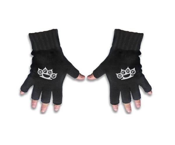 Five Finger Death Punch Gloves Knuckles Band Logo Official Fingerless Black taglia unica