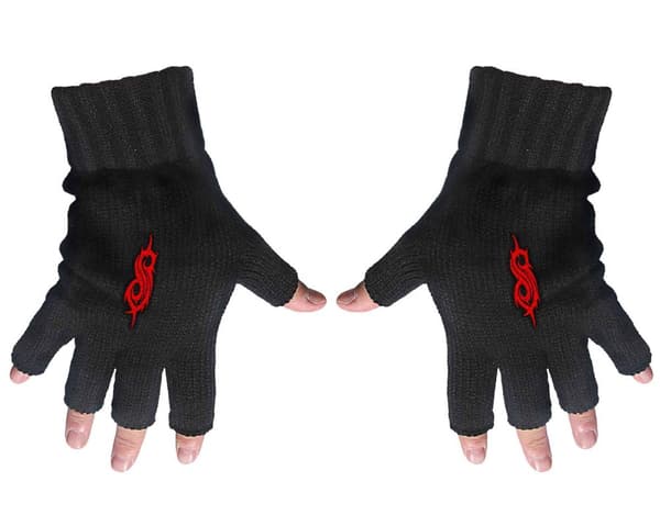 Slipknot Gloves Fingerless Tribal S Band Logo Official Black One Size