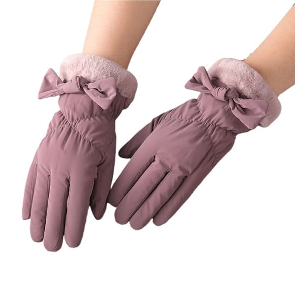 Bow Knot Vandtætte Vinterhandsker Touch Screen Lilla