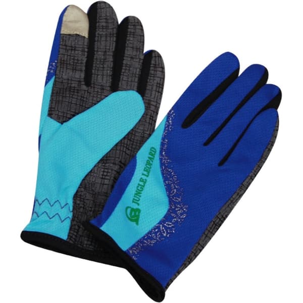JUNGLE LEOPARD Outdoor Sports Mountaineering Full Finger Gloves Mesh Touch Screen Anti-Skid Gloves, Size: M(Blue+Lake Blue)