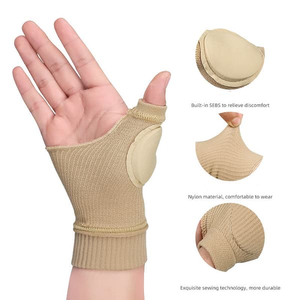 INF Håndleds tommelfingerstøtte kompressionshandsker 1 par Beige